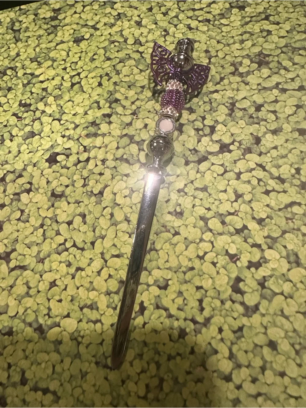 Handmade Purple Wing Letter Opener & Candle Scribe – Beaded Desk Tool